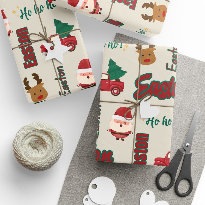 Personalized Rustic Boy Christmas Festive Wrapping Paper, Christmas Gift Wrap, Holiday Decor, Unique Gift Presentation, Seasonal Wrapping Supplies