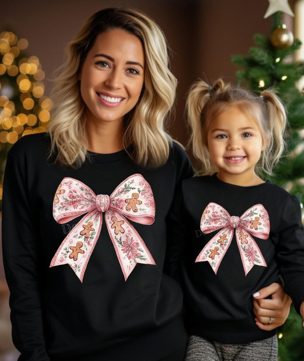 RTS Gingerbread Pink Bow Clear Film DTF Transfer | Adult and Youth (32 ...