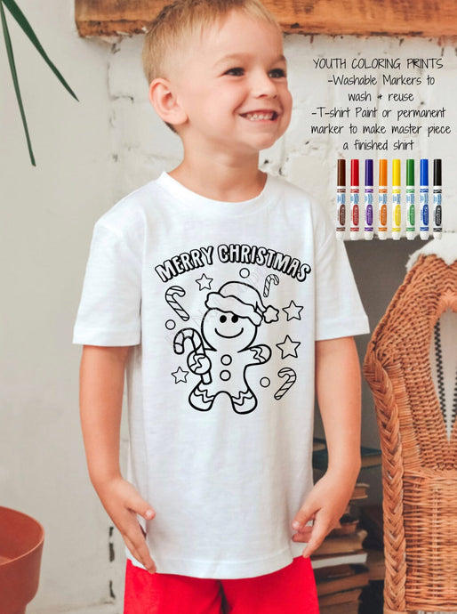 PO SHIPS 12/6 Screen Print Transfer | Merry Christmas Gingerbread Man Coloring Sheet