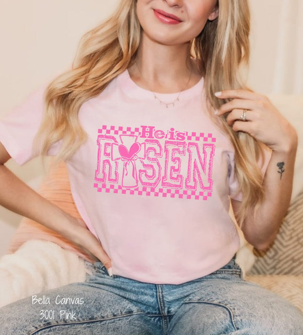 PO SHIPS 2/26 Screen Print Transfer | He Is Risen PINK (325 Hot Peel)