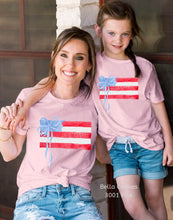 Load image into Gallery viewer, PO SHIPS 4/11 Coquette American Flag Clear Film DTF Transfer | Adult | Youth (325 Hot Peel)
