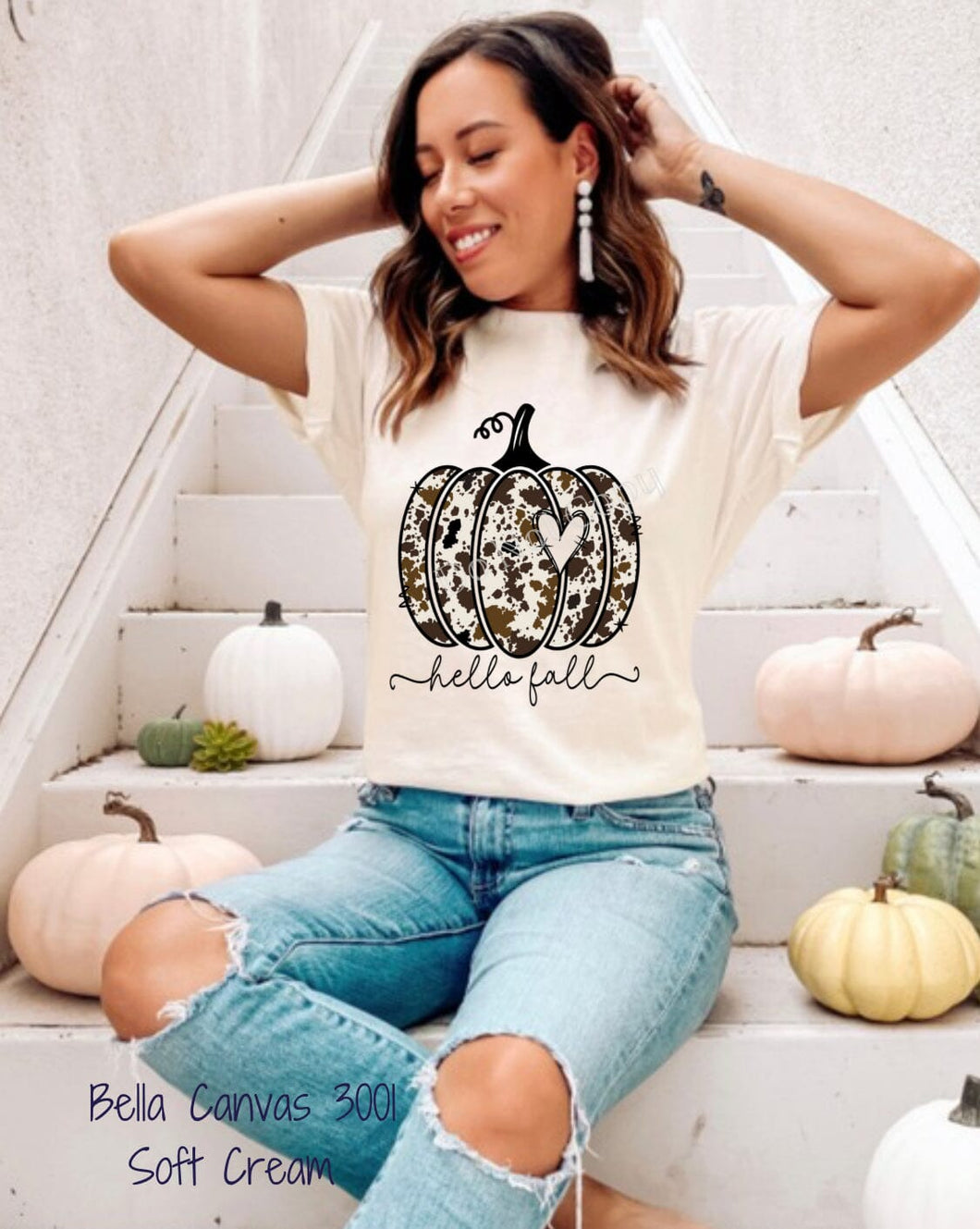 PO SHIPS 9/4 Clear Film DTF Transfer | Cowhide Boho Pumpkin (325 HOT Peel)