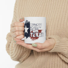 Load image into Gallery viewer, Pray For Texas Distressed Texas Flag Coffee Cup | Hill Country Flood Relief Ceramic Mug | Donations to Texas Hill Country | 11oz &amp; 15oz Options
