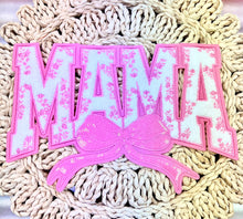 Load image into Gallery viewer, RTS 11&quot; Pink Coquette Mama Bow Chenille Iron On Patch
