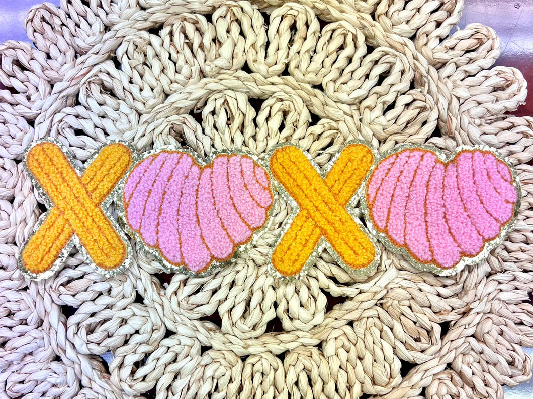 RTS 11” XOXO Churro and Concha Chenille Iron On Patch