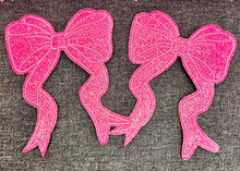 Load image into Gallery viewer, RTS 5&quot; Pink Bows (2 Pack) Chenille Iron On Patch
