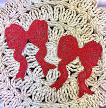 Load image into Gallery viewer, RTS 5&quot; Red Bows (2 Pack) Chenille Iron On Patch
