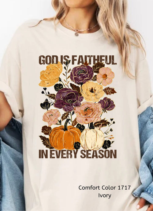 RTS Clear Film DTF Transfer | God Is Faithful In Every Season Fall Boho (325 HOT Peel)