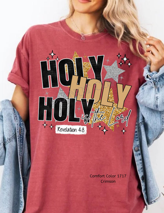 RTS Clear Film DTF Transfer | Holy Is The Lord Glitter Crocodile (325 HOT Peel)