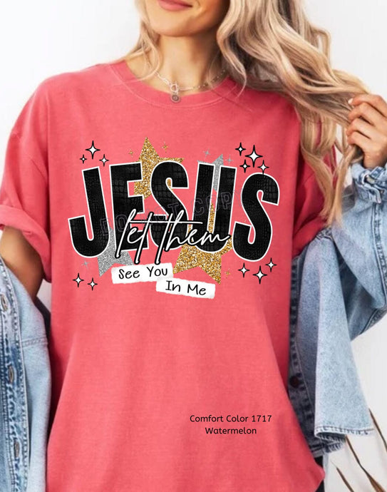 RTS Clear Film DTF Transfer | Jesus Let Them See You Glitter Crocodile (325 HOT Peel)