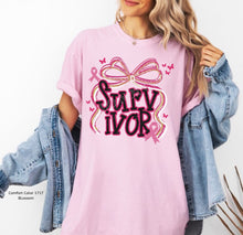 Load image into Gallery viewer, RTS Clear Film DTF Transfer | Survivor Preppy Bow Breast Cancer Awareness (325 HOT Peel)
