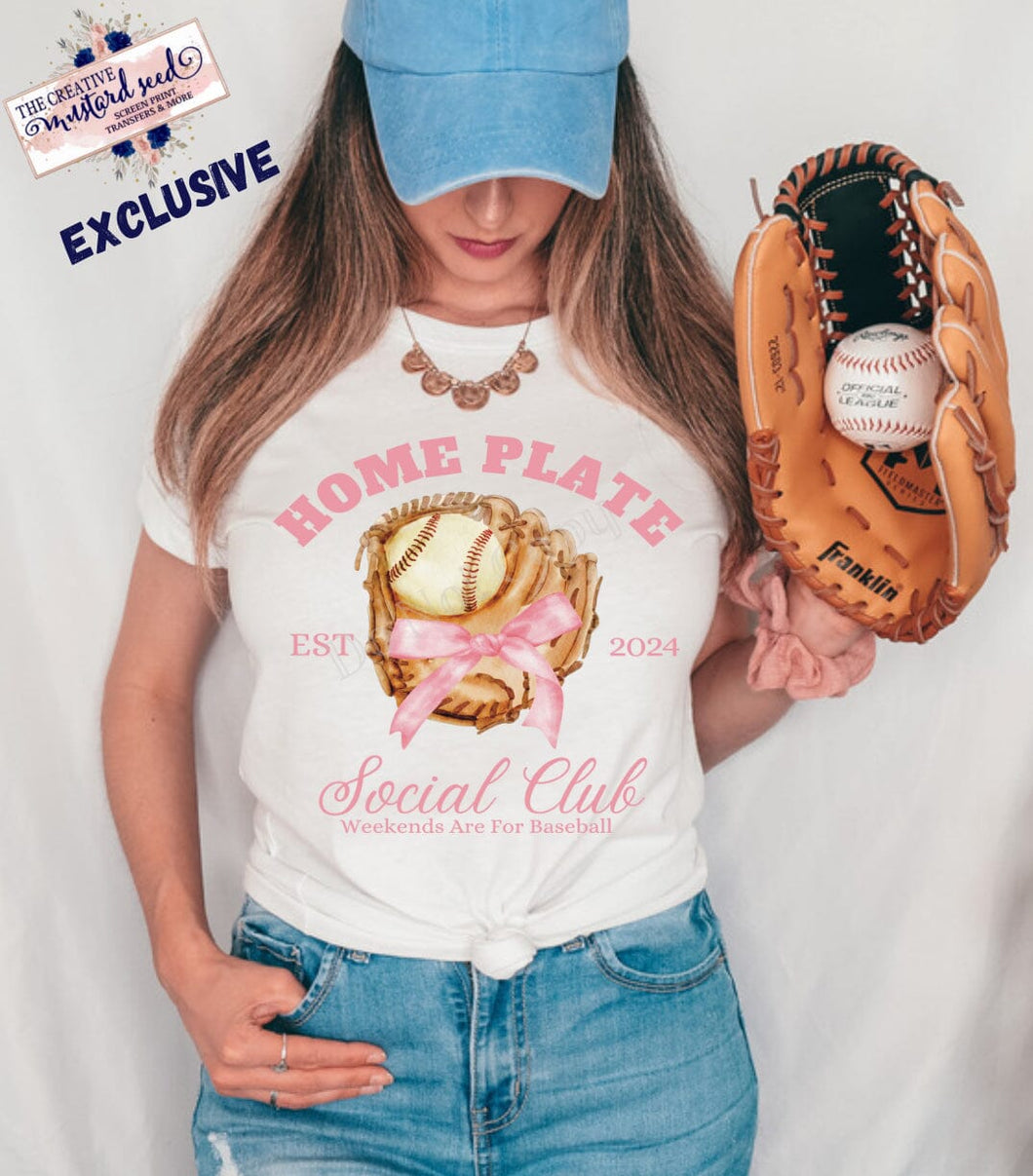 RTS Clear Film Screen Print Transfer | Coquette Home Plate Baseball Social Club (325 HOT Peel)