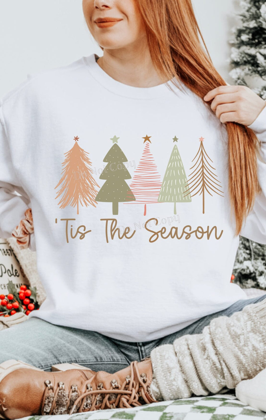 RTS Clear Film Screen Print Transfer | Tis The Season Boho Christmas Trees (325 HOT Peel)