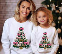 Load image into Gallery viewer, RTS Coquette Christmas Tree Bows Crochet Yarn Clear Film DTF Transfer | Adult Youth (325 HOT Peel)
