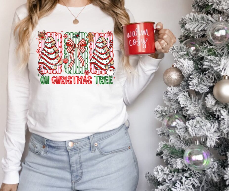 RTS Oh Christmas Tree Coquette Doodle Clear Film DTF Transfer (325 HOT Peel)