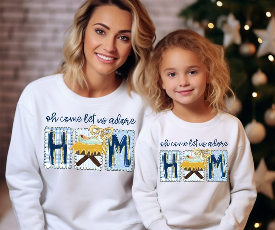 RTS Oh Come Let Us Adore Him Coquette Doodle Clear Film DTF Transfer | Adult Youth (325 HOT Peel)