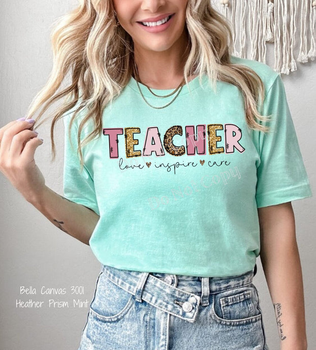 RTS Pink Teacher Doodle Clear Film DTF Transfer (325 HOT Peel)