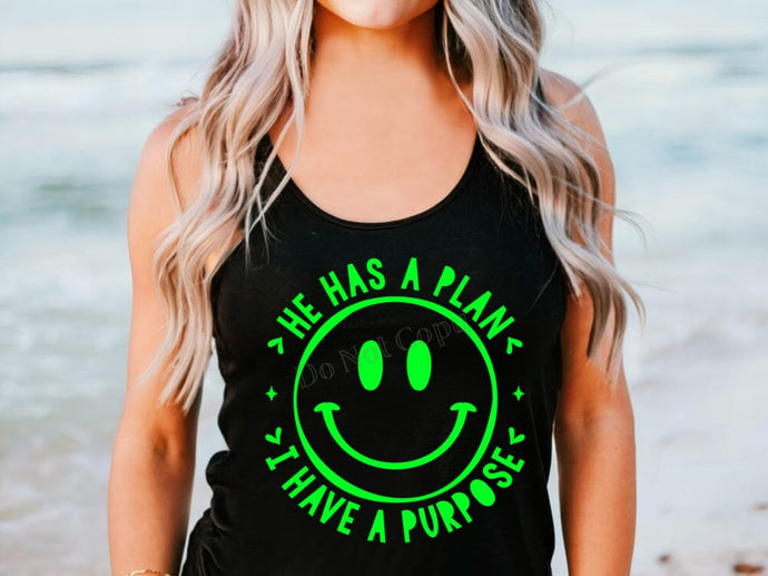 RTS Screen Print Transfer | He Has A Plan LIME GREEN (325 Hot Peel)