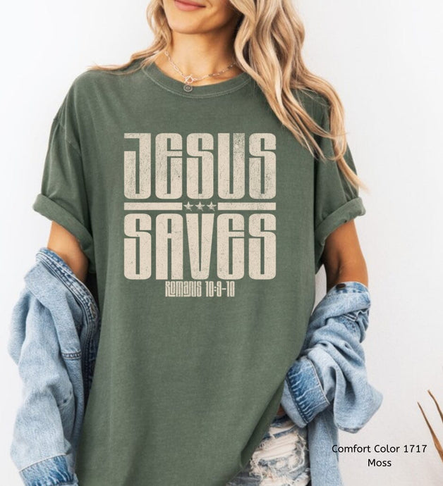 RTS Screen Print Transfer | Jesus Saves BEIGE (325 Hot Peel)