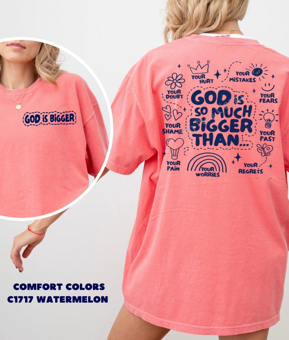 RTS Screen Print Transfer | NAVY God Is Bigger Pocket and Back (325 Hot Peel)