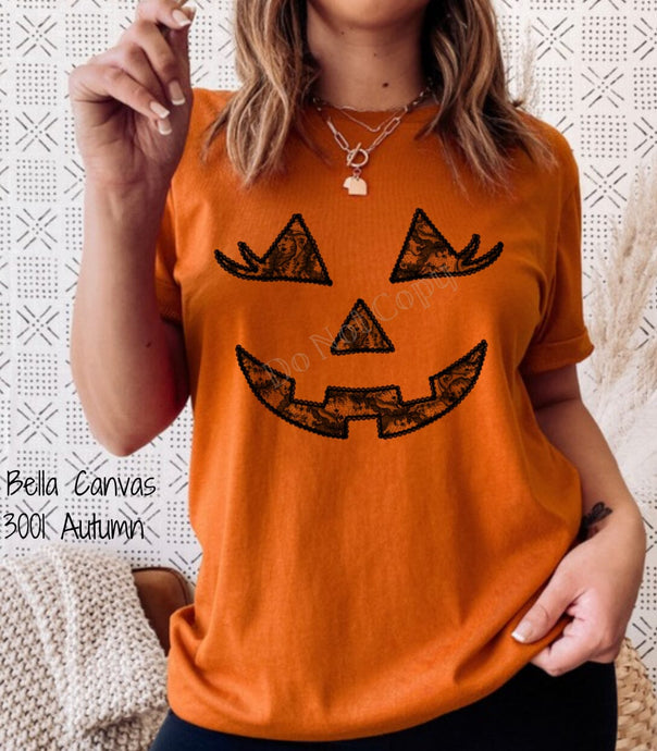 RTS Screen Print Transfer | Pumpkin Face Lace (325 Hot Peel)