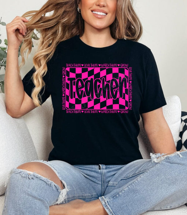 RTS Screen Print Transfer | Retro Teacher HOT PINK (325 Hot Peel)