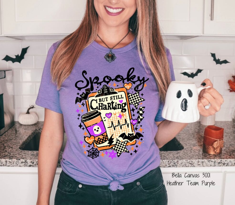 RTS Spooky But Still Charting Halloween Nurse Clear Film DTF Transfer (325 HOT Peel)