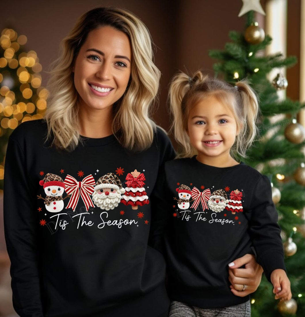 RTS Tis The Season Leopard Christmas Crochet Yarn Clear Film DTF Transfer | Adult Youth (325 HOT Peel)