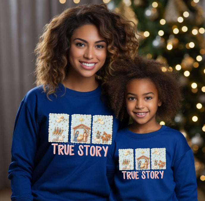 RTS True Story Nativity Crochet Yarn Clear Film DTF Transfer | Adult Youth (325 HOT Peel)