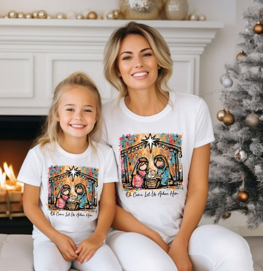 RTS Watercolor Nativity Clear Film DTF Transfer | Adult Youth (325 HOT Peel)