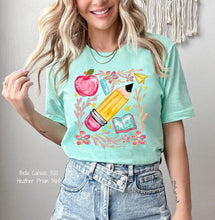 Load image into Gallery viewer, RTS Watercolor Teacher Doodles DTF Transfer (325 HOT Peel)
