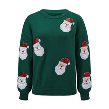 Load image into Gallery viewer, Santa Christmas Sequins Sweater | Women Santa Crew Neck Long Sleeve Knitted Pullover Fashion Clothing Streetwear
