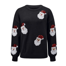 Load image into Gallery viewer, Santa Christmas Sequins Sweater | Women Santa Crew Neck Long Sleeve Knitted Pullover Fashion Clothing Streetwear

