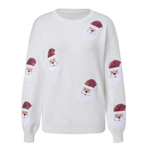 Load image into Gallery viewer, Santa Christmas Sequins Sweater | Women Santa Crew Neck Long Sleeve Knitted Pullover Fashion Clothing Streetwear
