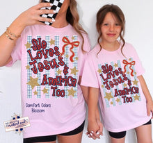 Load image into Gallery viewer, She Loves Jesus and America Too Stars DTF Transfer | Adult and Youth (325 HOT Peel)

