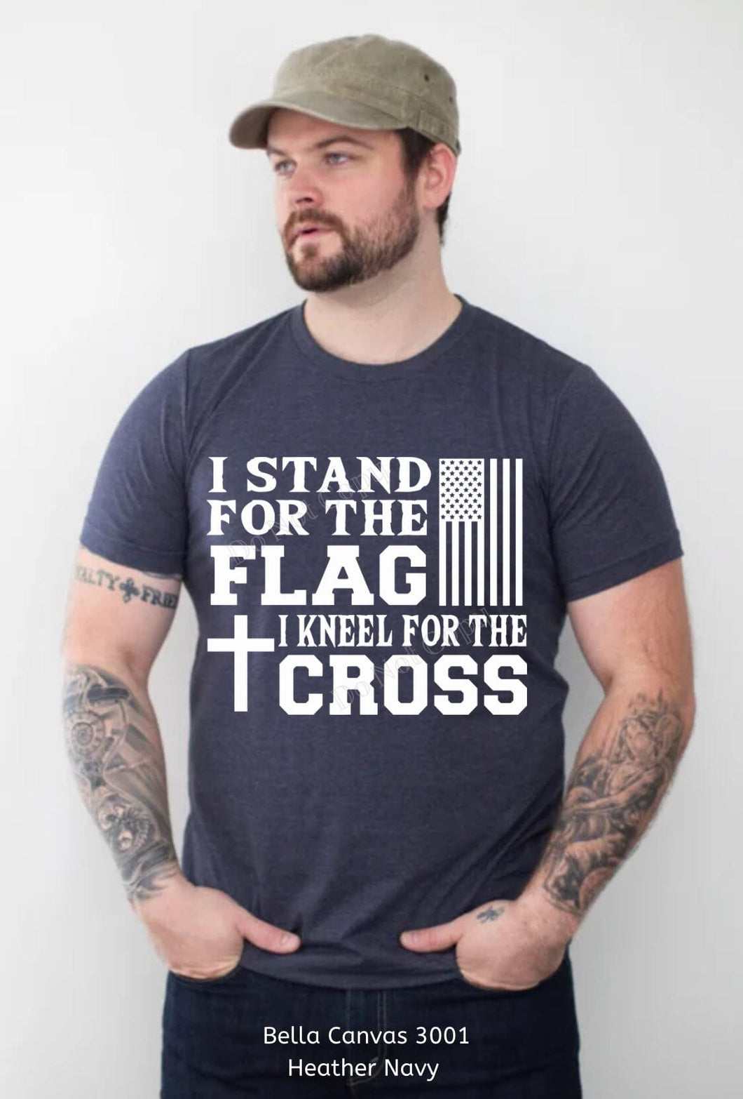 SHIPS 4/3 Screen Print Transfer | Stand For The Flag Kneel For The Cross (325 Hot Peel)