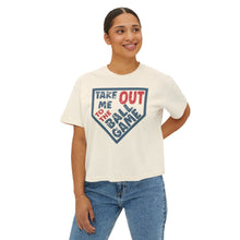Load image into Gallery viewer, Take Me Out To The Ball Game Comfort Colors Boxy Tee — Women's Crop Baseball Mom Shirt
