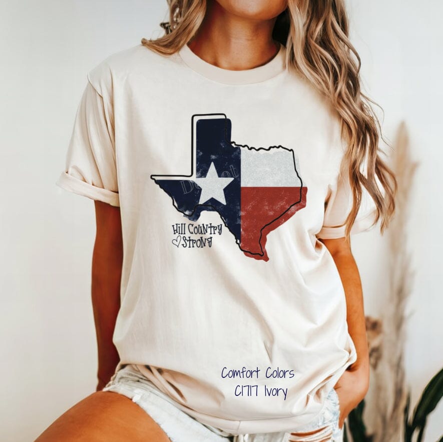 Texas Hill Country Strong Distressed Texas DTF Transfer (300 HOT PEEL) | Ships 1-2 Business Days