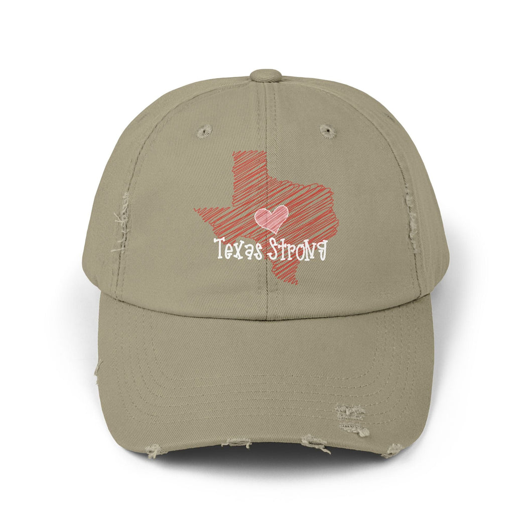 Texas Strong Doodle Distressed Cap | Texas Hill Country Flood Relief 100% Donation | Vintage Adjustable Style Cap | Pray for Texas
