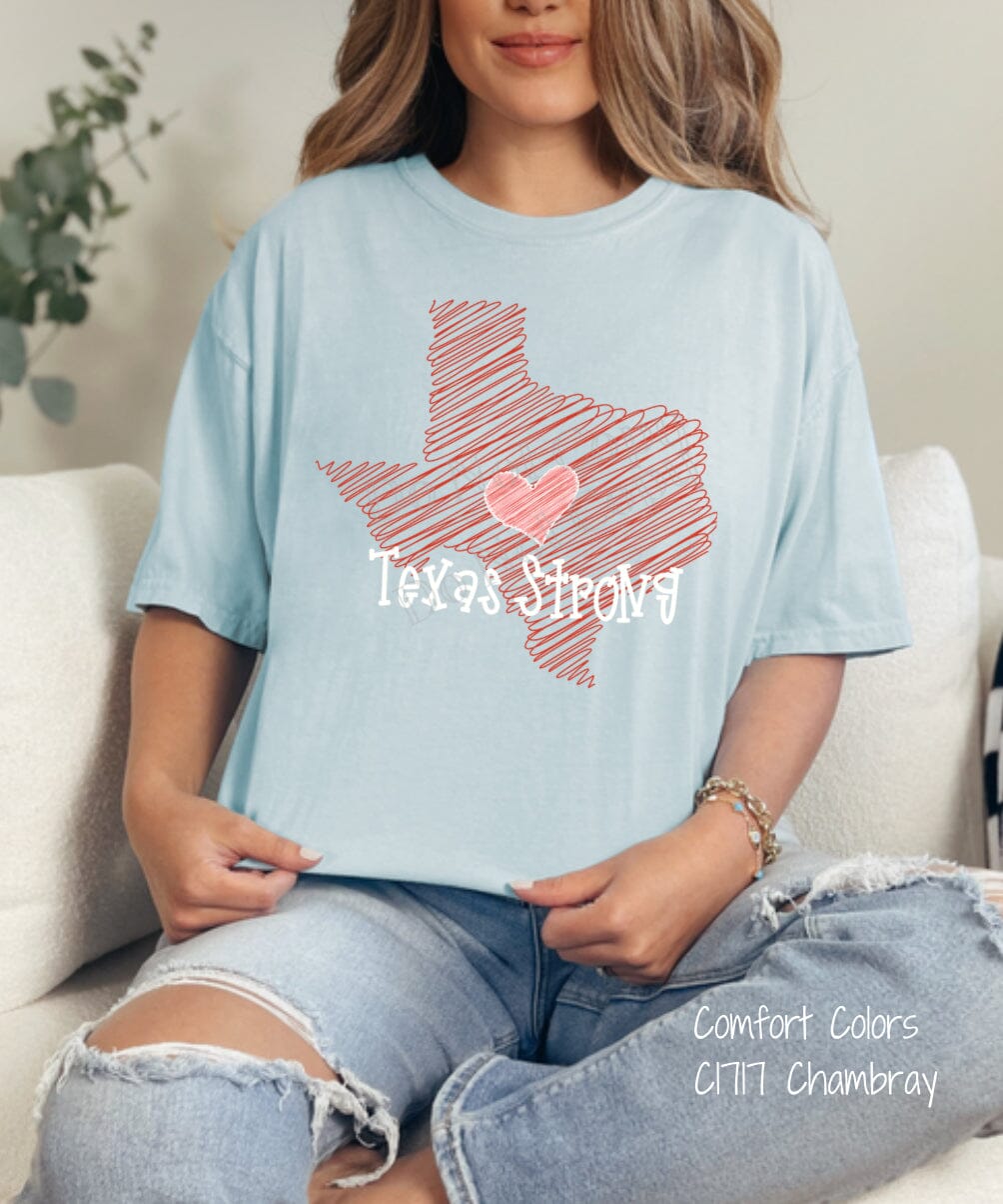 Texas Strong Doodle DTF Transfer (300 HOT PEEL) | Ships 1-2 Business Days