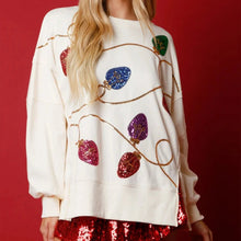 Load image into Gallery viewer, Womens Christmas Sweatshirts Sequined Crew Neck Long Sleeve Slit Hoodie Pullover Tops Ladies Party Clothes Casual Daily
