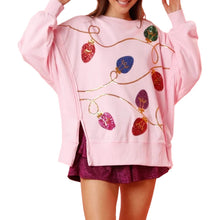 Load image into Gallery viewer, Womens Christmas Sweatshirts Sequined Crew Neck Long Sleeve Slit Hoodie Pullover Tops Ladies Party Clothes Casual Daily
