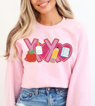 Load image into Gallery viewer, XOXO Teacher Faux Latch Hook Yarn Clear Film DTF Transfer (325 HOT Peel)
