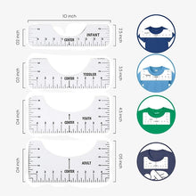 Load image into Gallery viewer, 4 Pack Shirt Ruler Guides (Baby, Toddler, Youth, Adult)
