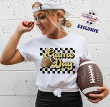 Load image into Gallery viewer, Football Game Day Gold Glitter Race Stripe DTF Transfer (300 HOT PEEL) | Ships 3-7 Business Days
