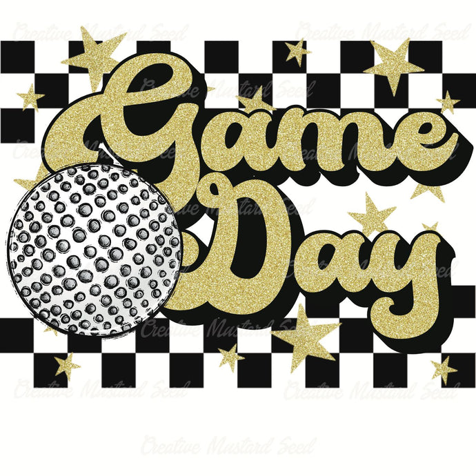 Golf Game Day Gold Glitter Race Stripe | Digital Download