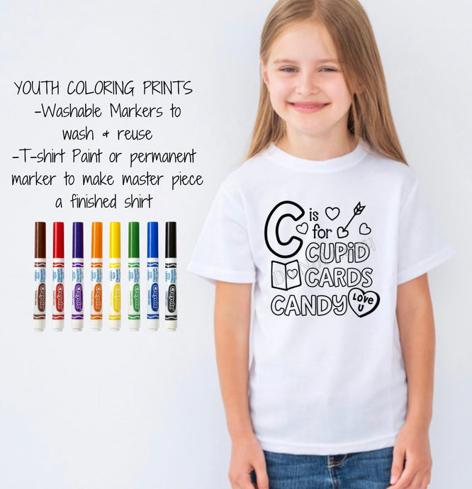 IN PRODUCTION SHIPS 1/3 Screen Print Transfer | YOUTH 8” C Is For Cupid Coloring Transfer