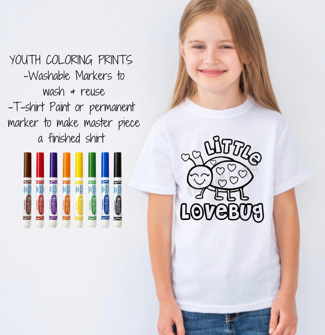IN PRODUCTION SHIPS 1/3 Screen Print Transfer | YOUTH 8” Little Love Bug Coloring Transfer