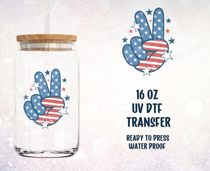 IN PRODUCTION SHIPS 6/16 Patriotic Peace Flag UV DTF 3.5