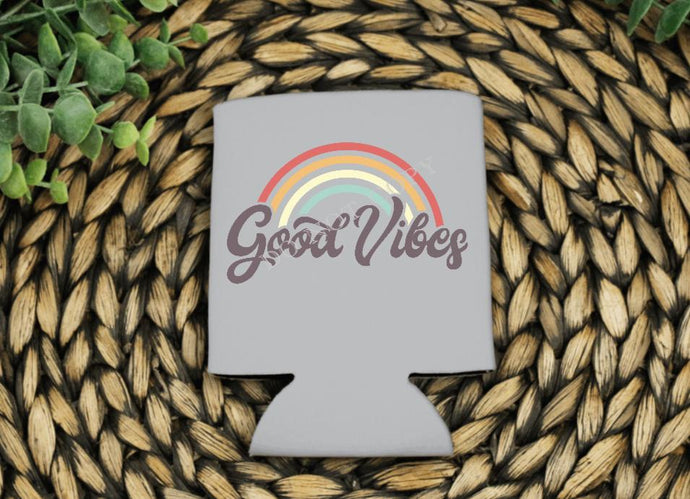 PO Screen Print Transfer | Good Vibes 3” Koozie | Shirt Pocket